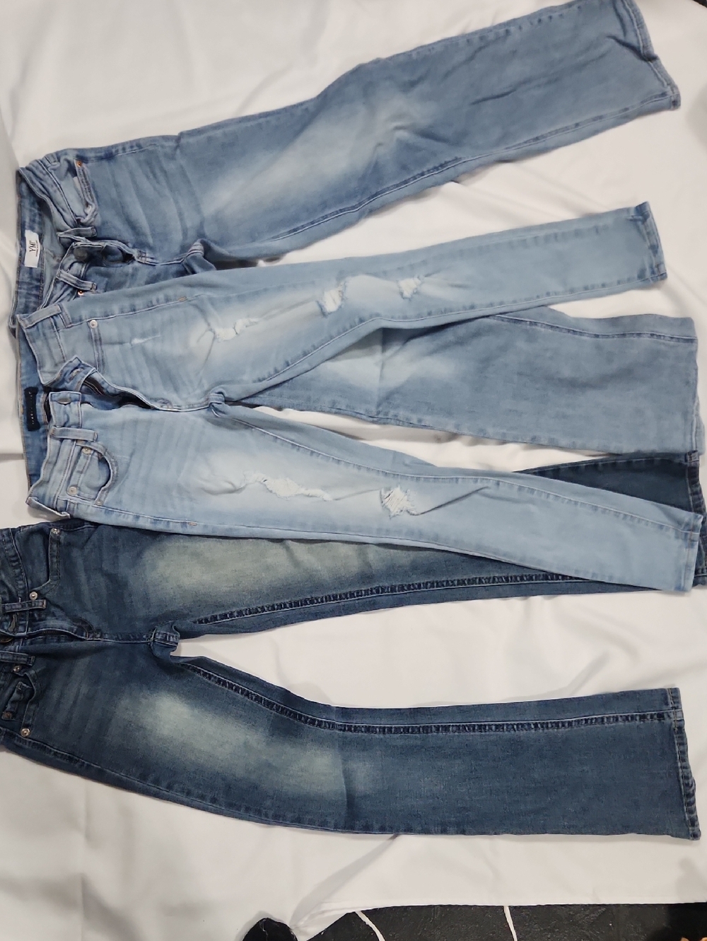 Light Wash Distressed Skinny Jeans - Set of 3